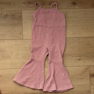 Tullabee Knit Pink Bell-Bottom Jumpsuit